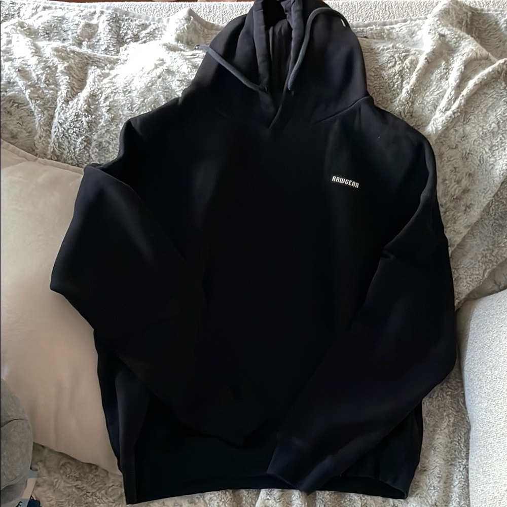 Black Cotton Blend Sweater with Hood